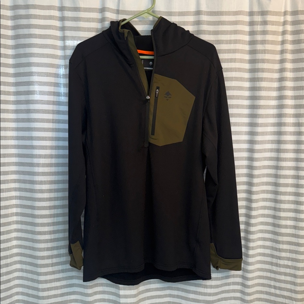 Go Hunt Black Hooded Pullover with Olive Pocket